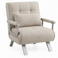 Beige relaxfauteuil met grijs stalen frame, 76 x 90 x 101 cm