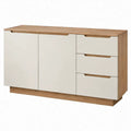 Dressoir met 2 deuren en 3 laden, 160 x 40 x 85 cm, crème en eikenbruin