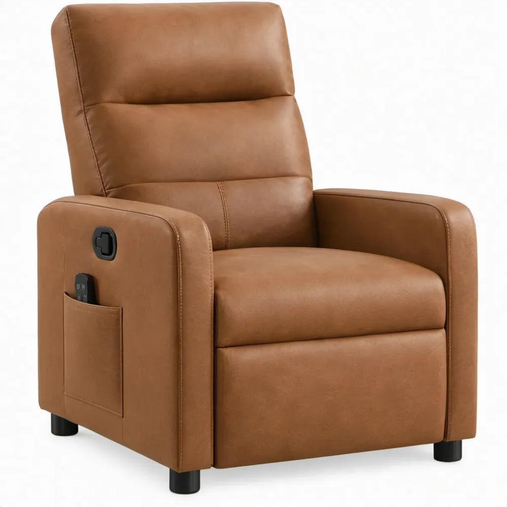 Elektrisch verstelbare relaxfauteuil met afstandsbediening, Cognac/Zwart, 90 x 96 x 103 cm