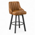 Industriële barkruk met armleuningen 52 x 55 x 103 cm, cognac en zwart