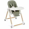 Verstelbare kinderstoel met wielen en inklapbaar frame, 60 x 75 x 100 cm, olijfgroen/wit/naturel