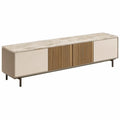 TV-meubel met 4 deuren, 180 x 40 x 55 cm, Beige/Naturelbruin/Gebroken wit/Donkerbruin