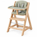 Meegroeistoel voor kinderen met eetblad, 79,5 x 49,5 x 49 cm, naturelhout en saliegroen