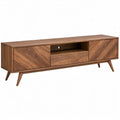 TV-meubel van massief walnotenhout, 180 x 40 x 50 cm, walnootbruin, met 2 deuren, lade en open vak