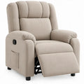 Beige handmatig verstelbare relaxfauteuil met voetensteun en zijvak, 90 x 94 x 104 cm