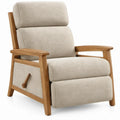 Handmatig verstelbare relaxstoel 75 x 88 x 103 cm beige polyester met rubberhout